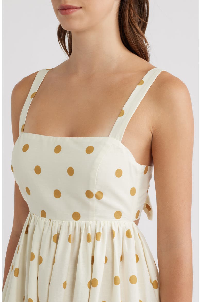 Polka Dot & Border Print Cotton Dress, Alternate, color, IVORY