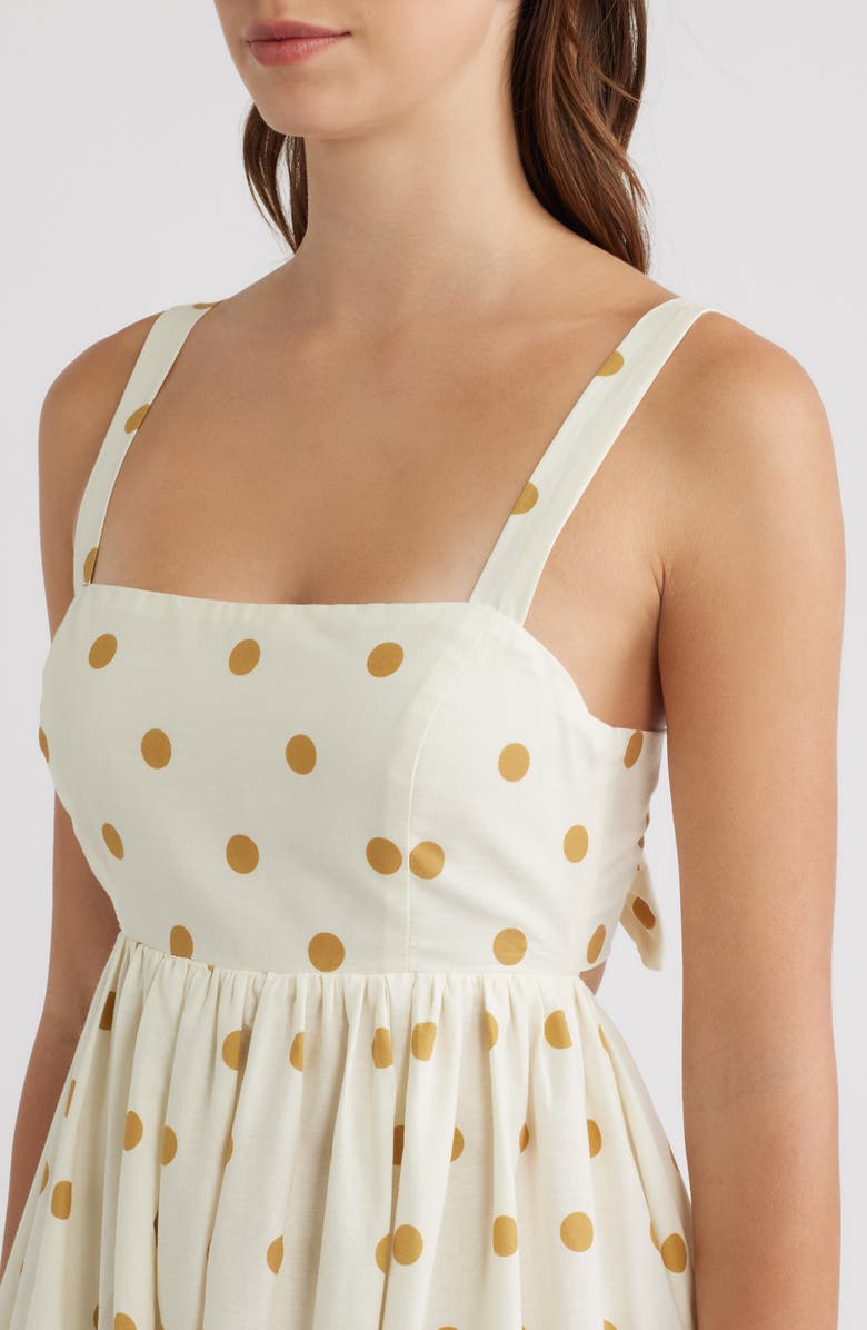 FLYING TOMATO Polka Dot & Border Print Cotton Dress, Alternate, color, Ivory