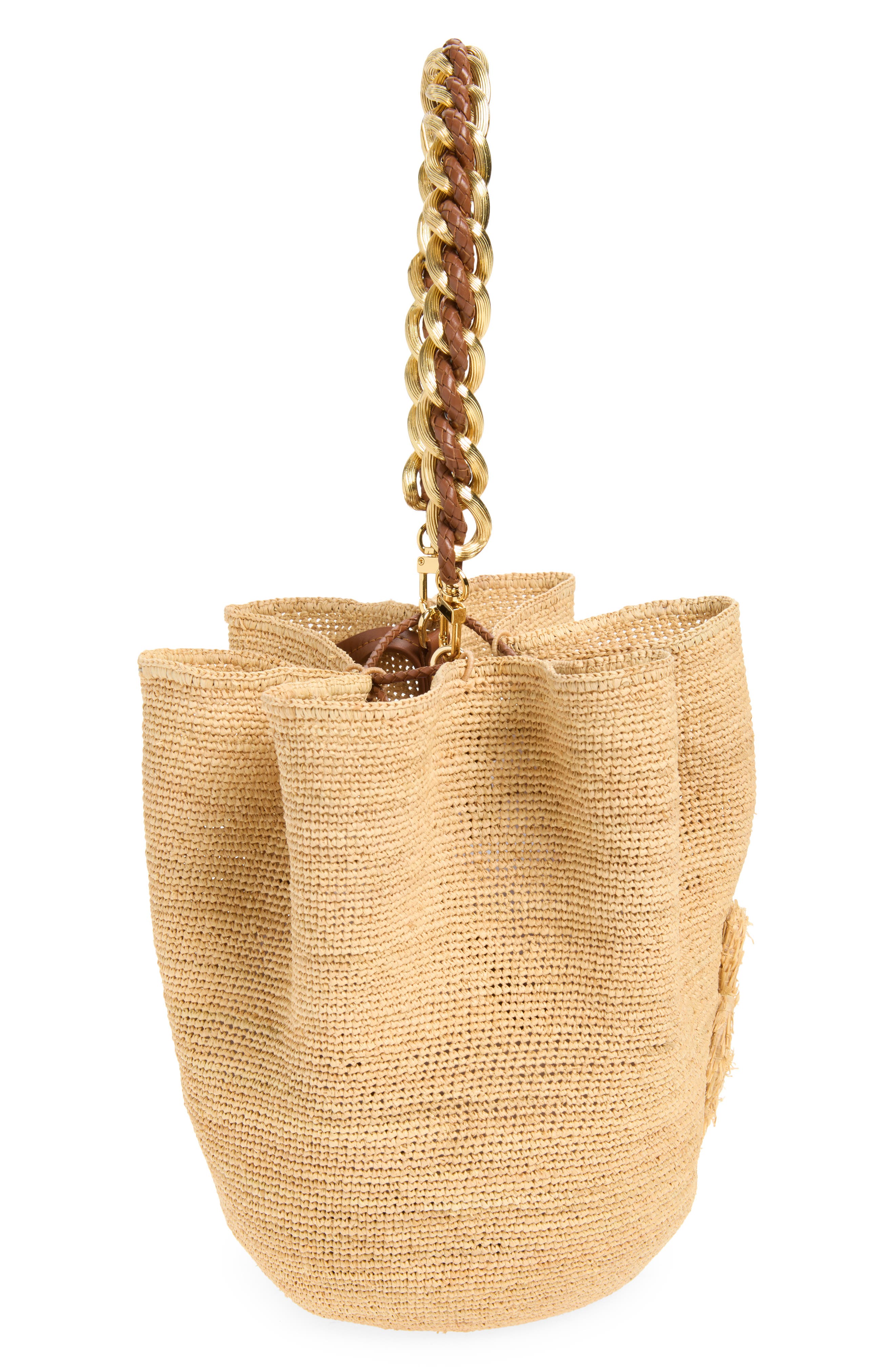 Ruslan Baginskiy Chain Strap Raffia Hat Bag, Alternate, color, Natural Straw