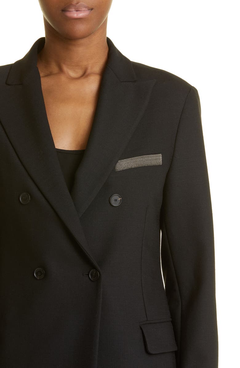 Fabiana Filippi Bead Detail Double Breasted Blazer, Alternate, color, 