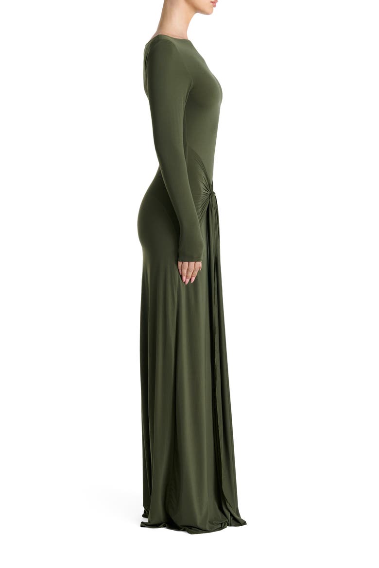 Tie Waist Long Sleeve Maxi Dress, Alternate, color, DARK OLIVE