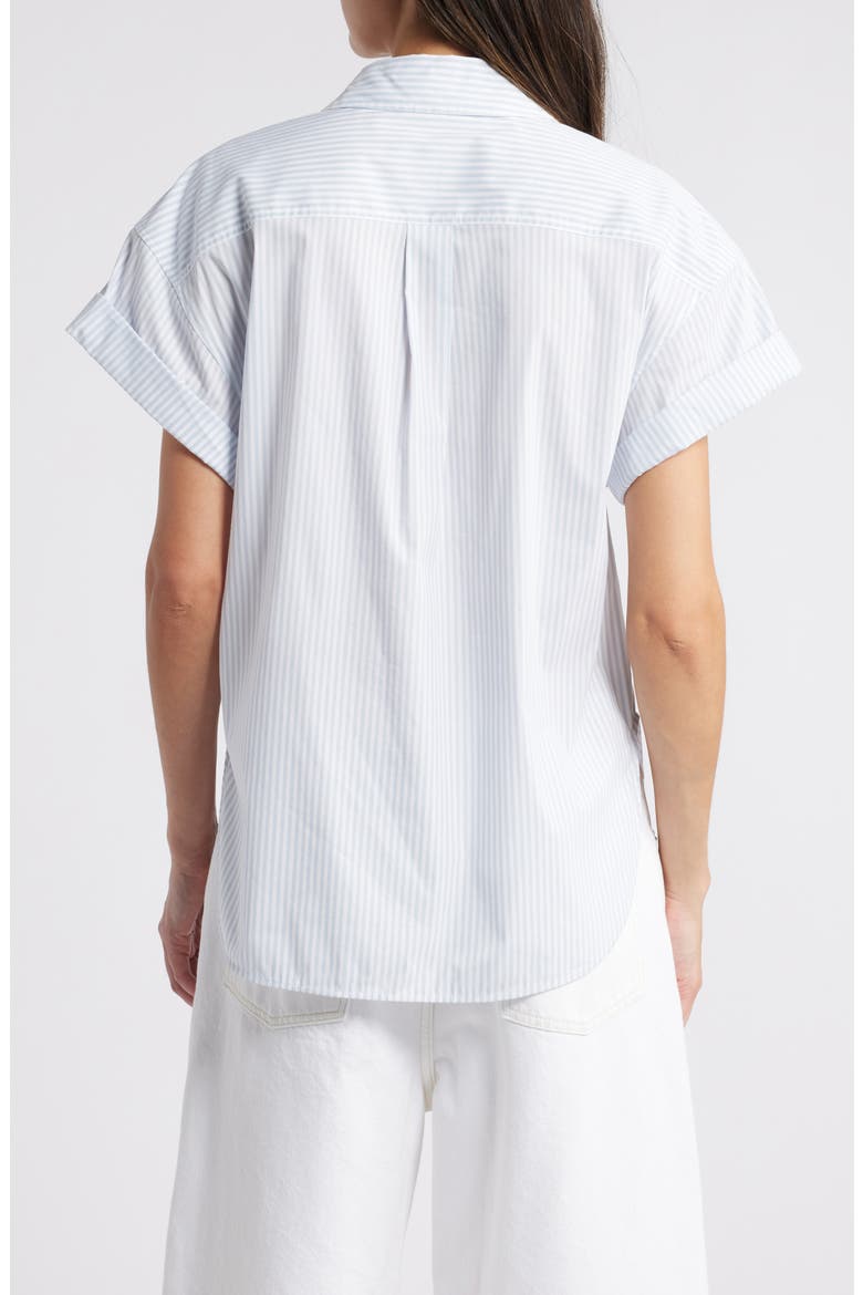 Stripe Short Sleeve Button-Up Shirt, Alternate, color, LIGHT CHAMBRAY MULTI