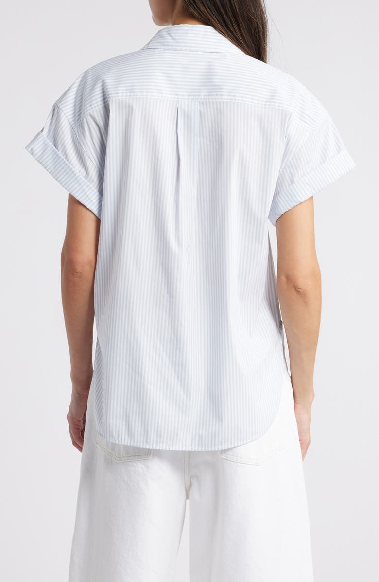 FRAME Stripe Short Sleeve Button-Up Shirt, Alternate, color, Light Chambray Multi