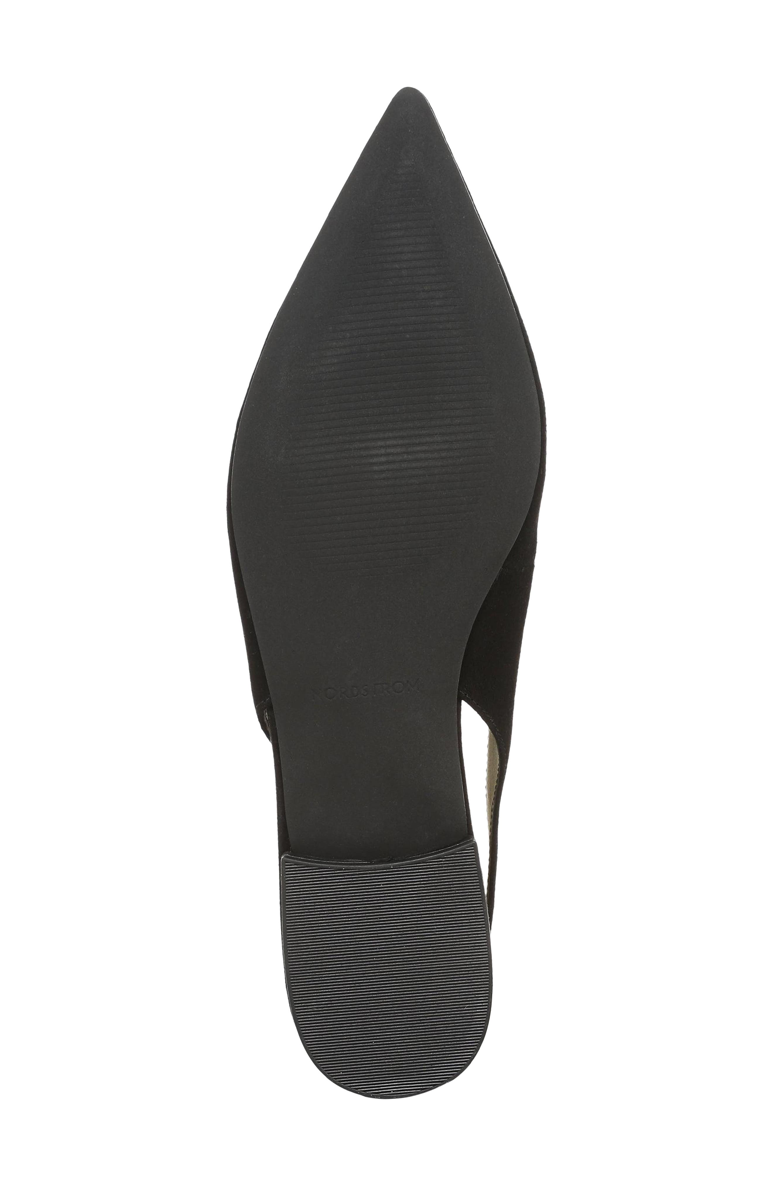 Selina Leather Slingback Flat, Alternate, color, BLACK