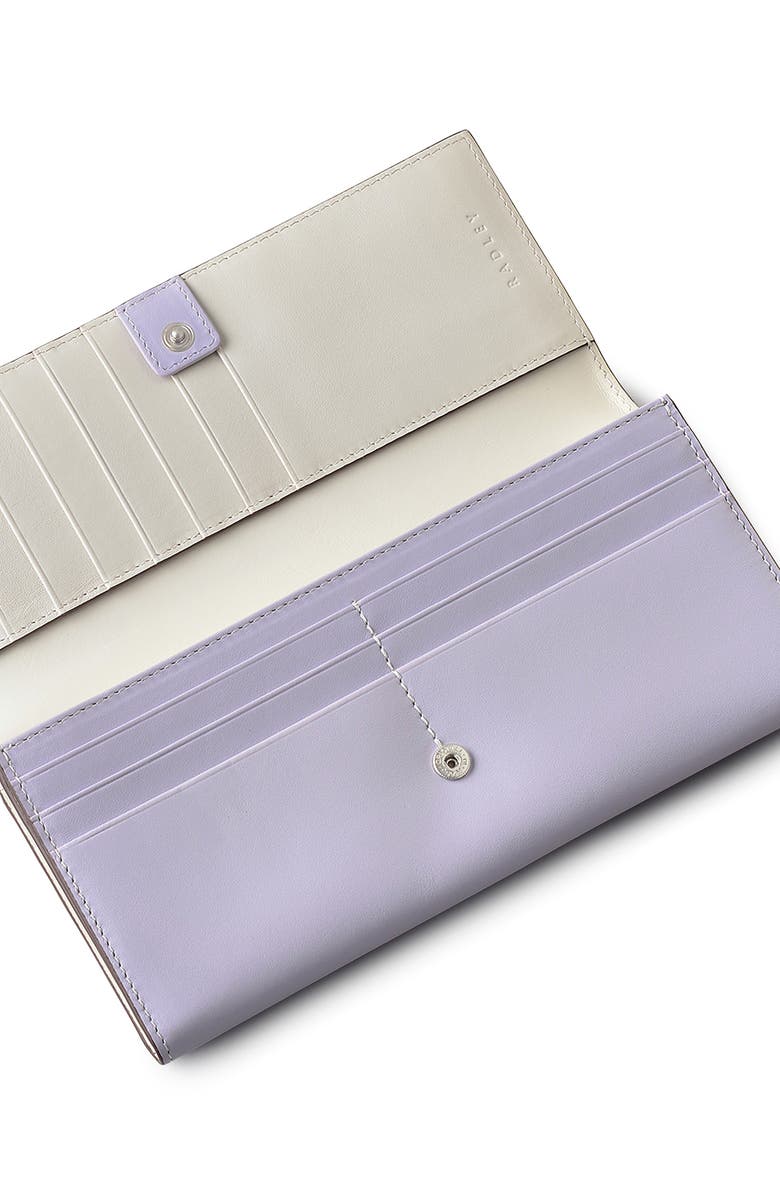 Radley Plaid Large Leather Flapover Wallet, Alternate, color, Bellflower