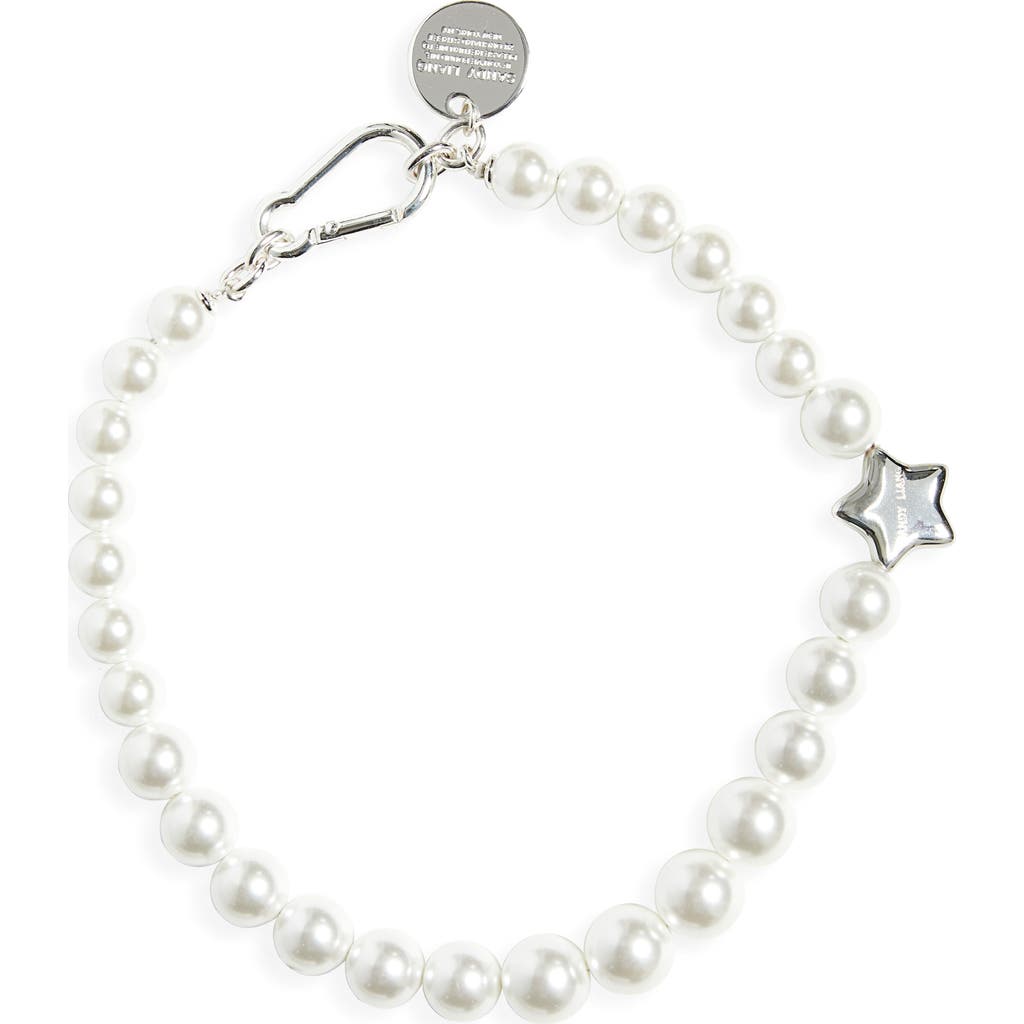 Sandy Liang Poison Graduated Faux Pearl Necklace In White