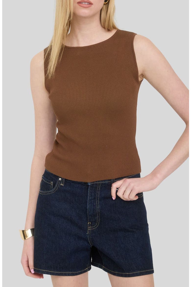 Sleeveless Knit Top, Main, color, BROWN