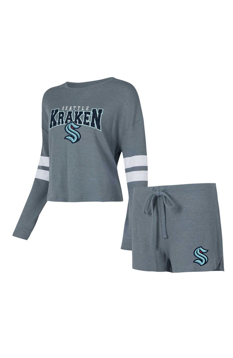 CONCEPTS SPORT Women's Concepts Sport Charcoal Seattle Kraken Meadow Long Sleeve T-Shirt & Shorts Sleep Set, Main, color, Gray