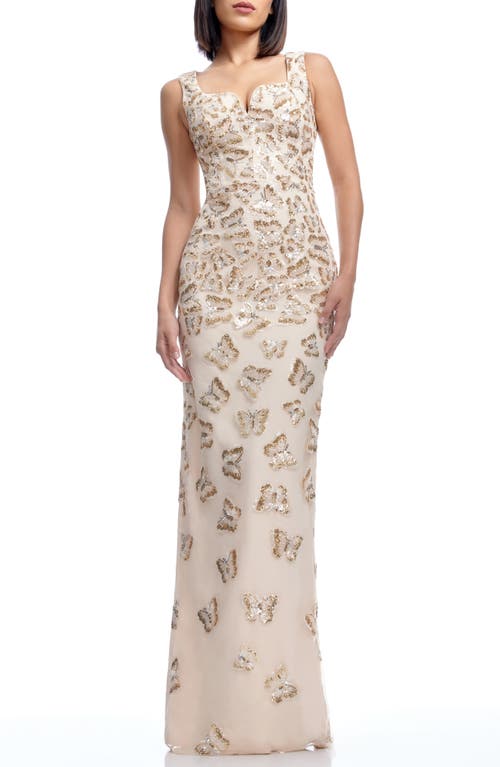 DRESS THE POPULATION DRESS THE POPULATION GOLDIE SEQUIN BUTTERFLY COLUMN GOWN