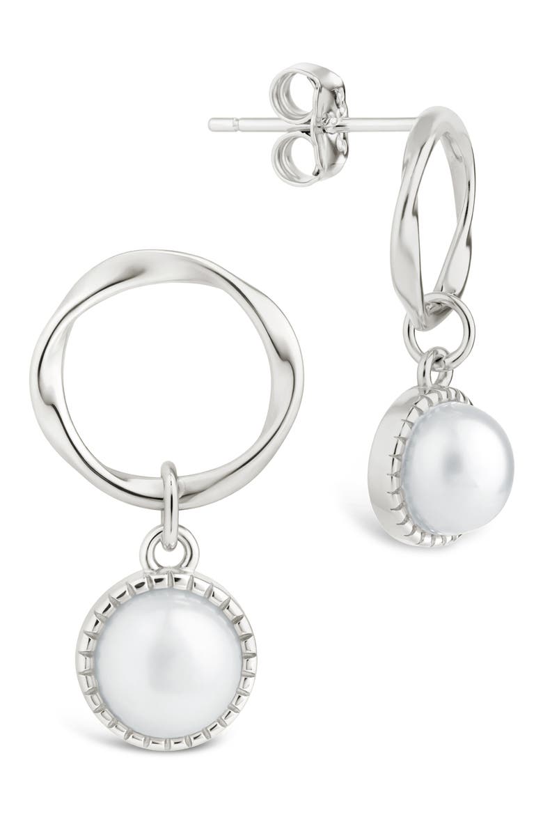 Cline Cultured Pearl Drop Earrings, Main, color, SILVER/ WHITE