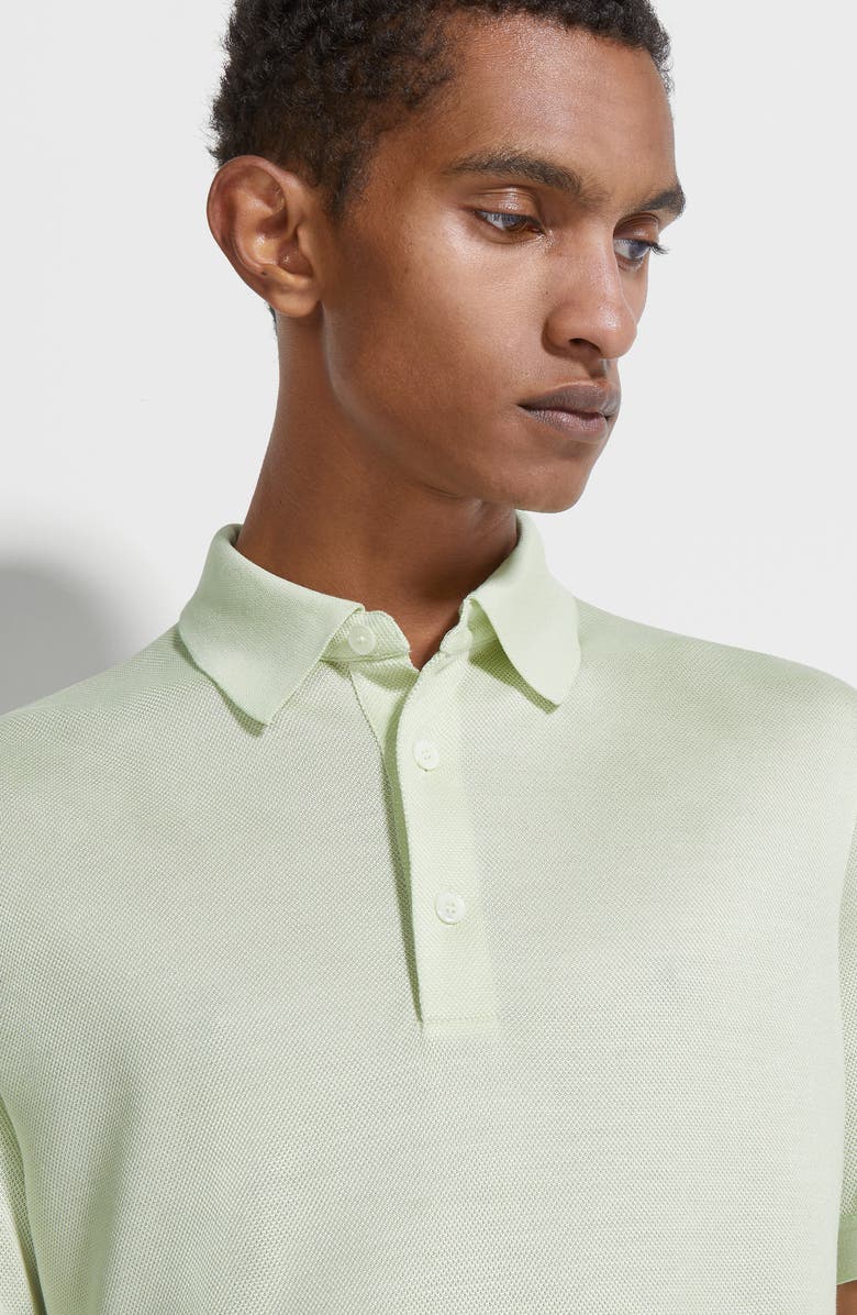 ZEGNA Honeycomb Short Sleeve Silk Polo, Alternate, color, 