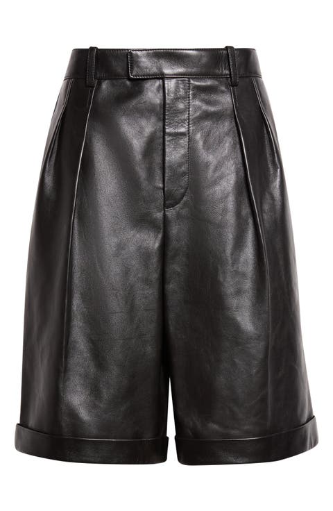Lambskin Leather Bermuda Shorts