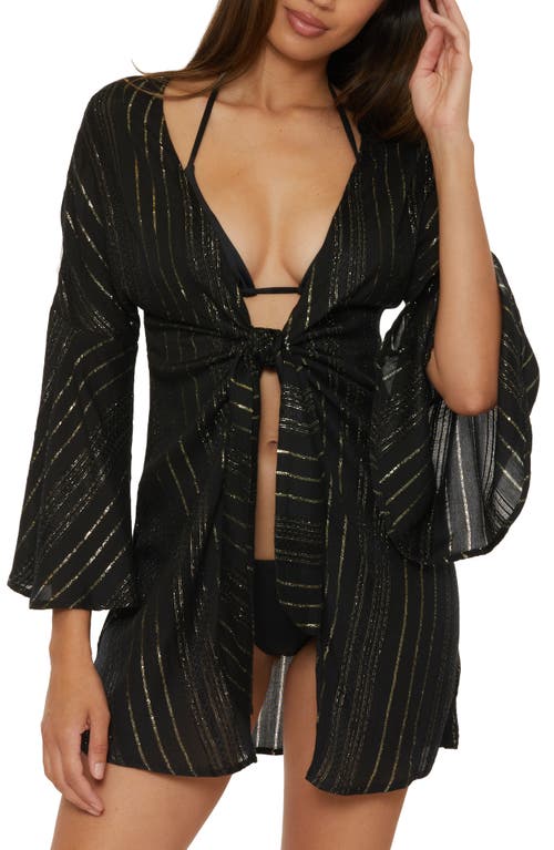 Becca Radiance V-neck Long Sleeve Cover-up Tunic In Black