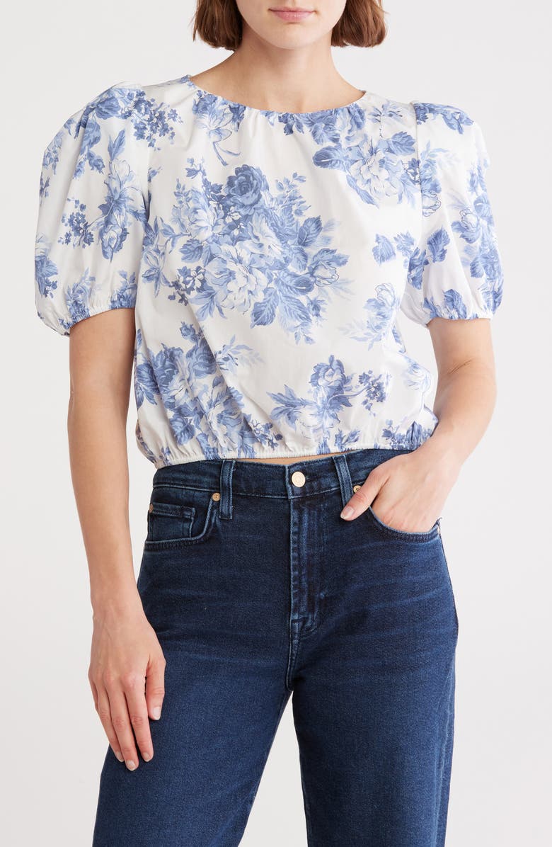 ELIE ELIE TAHARI Poplin Bubble Sleeve Top, Main, color,