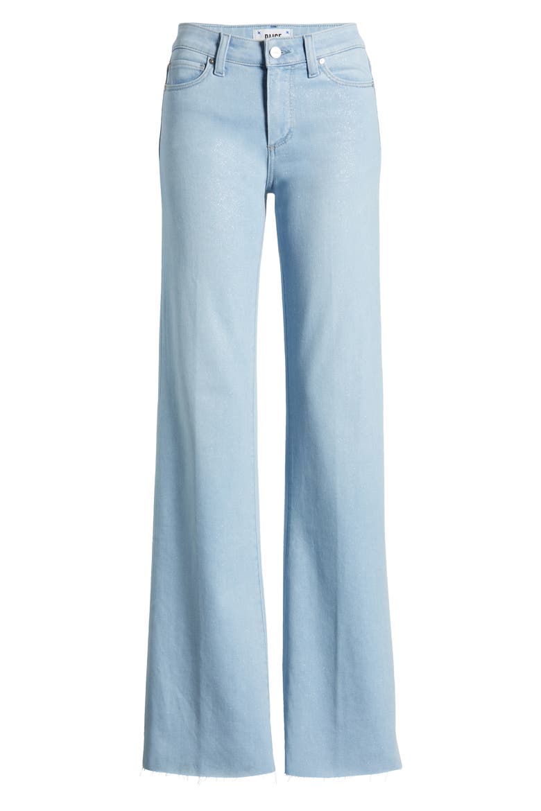 Leenah High Waist Raw Hem Wide Leg Ankle Jeans, Alternate, color, INDIGO GLITZ COATING