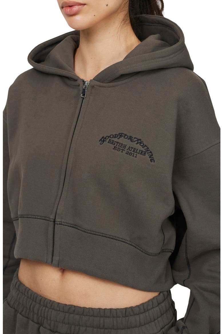Coverlock Vintage  Crop Zip Hoodie, Alternate, color, Gunmetal