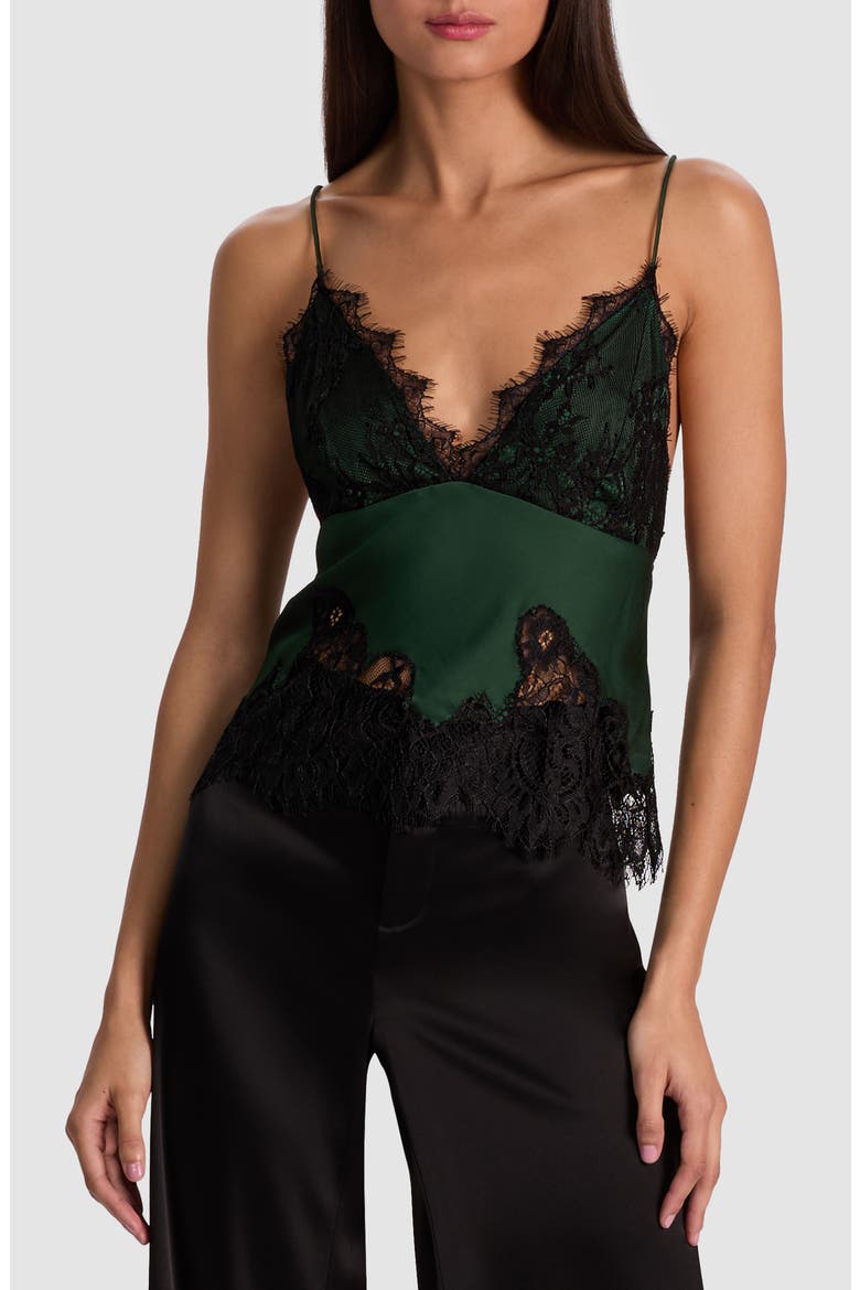 Claudia Lace & Satin Camisole, Main, color, GREEN MYSTIQUE/ BLACK