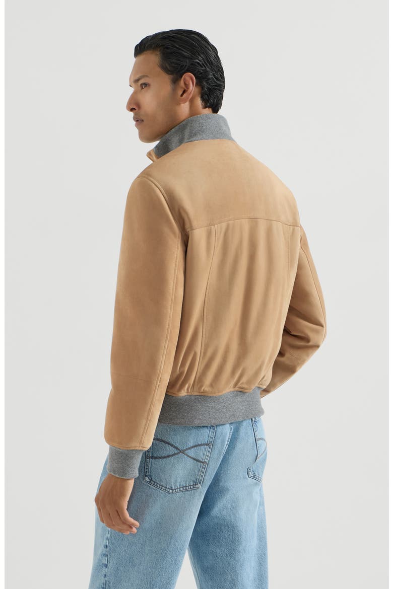 Suede bomber jacket with Thermore® padding, Alternate, color, Sand