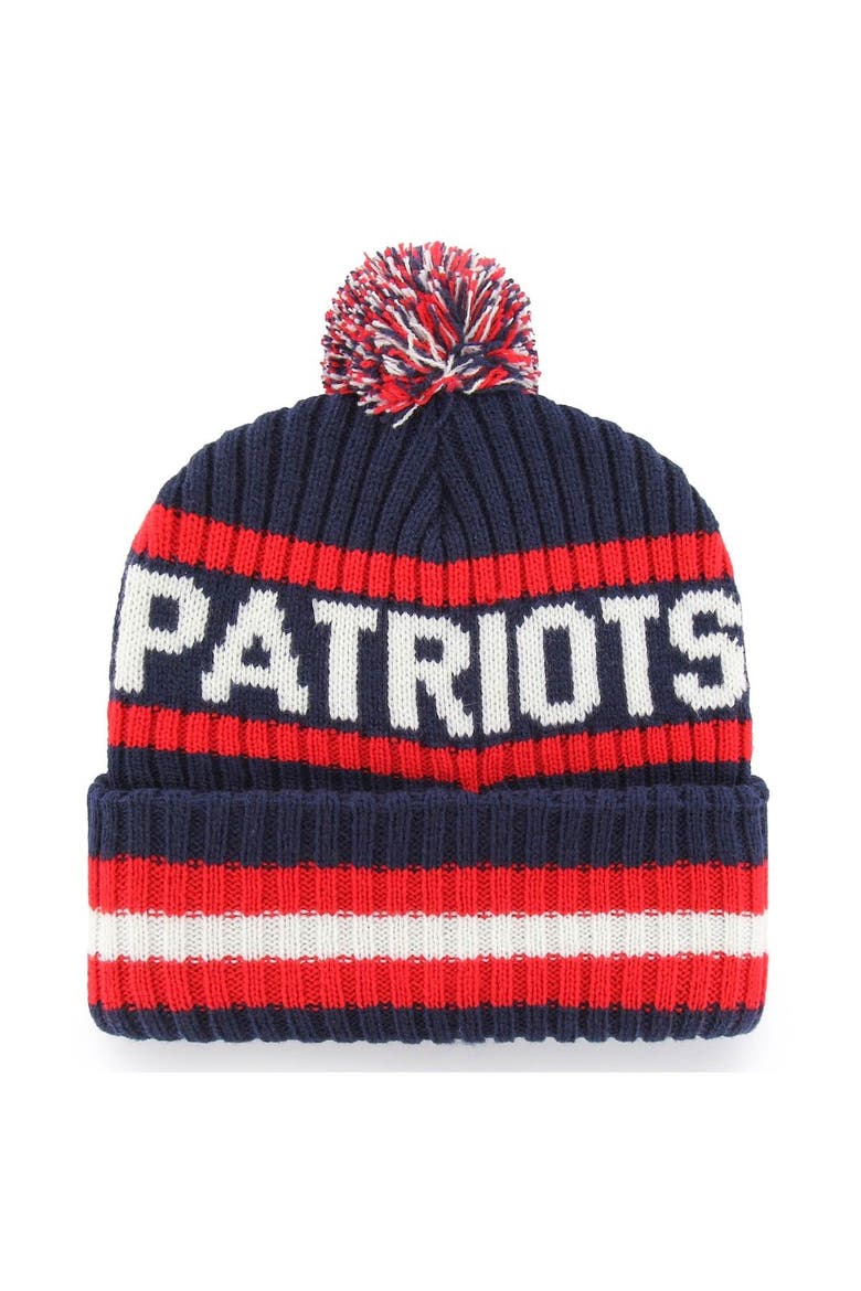 Men's '47 Navy New England Patriots Bering Cuffed Knit Hat with Pom, Alternate, color, Navy