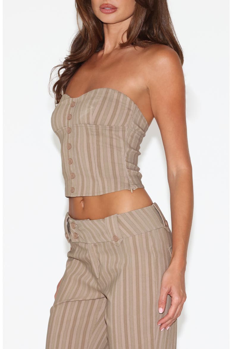 Kittie Ruffle Strapless Crop Top, Alternate, color, TAUPE STRIPE