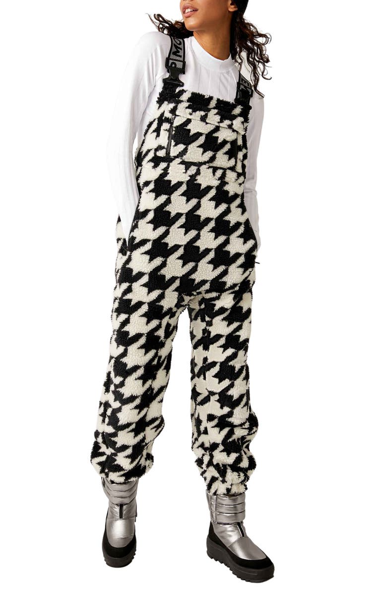 FP Movement by Free People FP Movement Hit the Slopes Fleece Overalls, Main, color, Houndstooth Combo