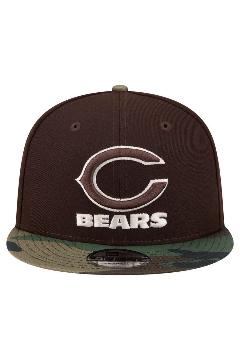 Men's New Era  Dark Brown Chicago Bears Burnt Wood Camo 9FIFTY Snapback Hat, Alternate, color, Dark Brown