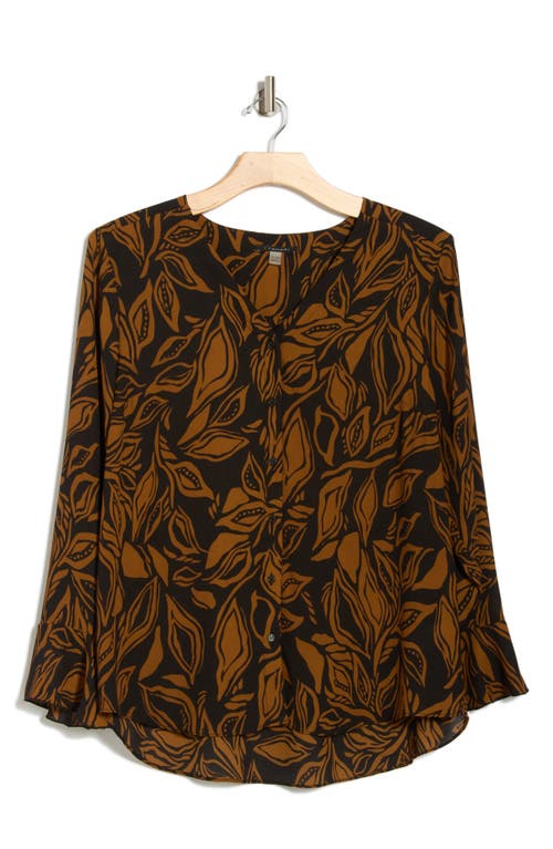 T Tahari Long Sleeve Button-up Top In Multi