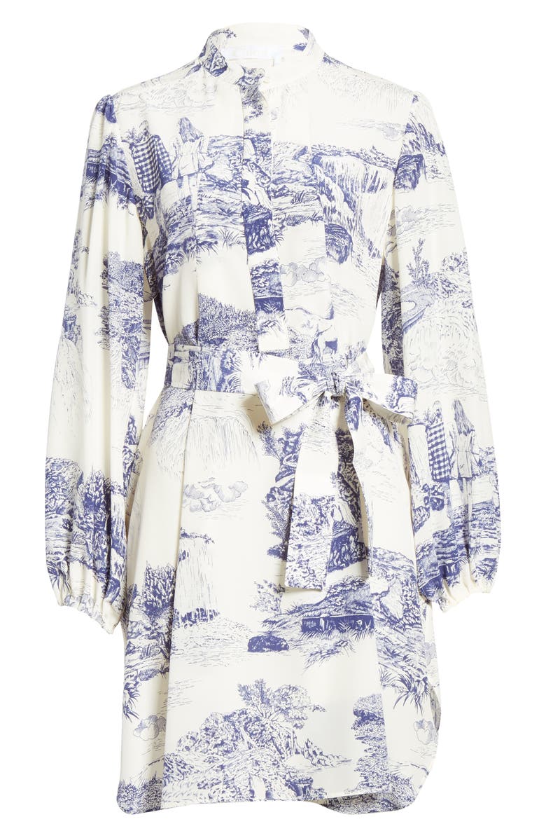 Chloé Toile Long Sleeve Belted Silk Minidress, Alternate, color, 