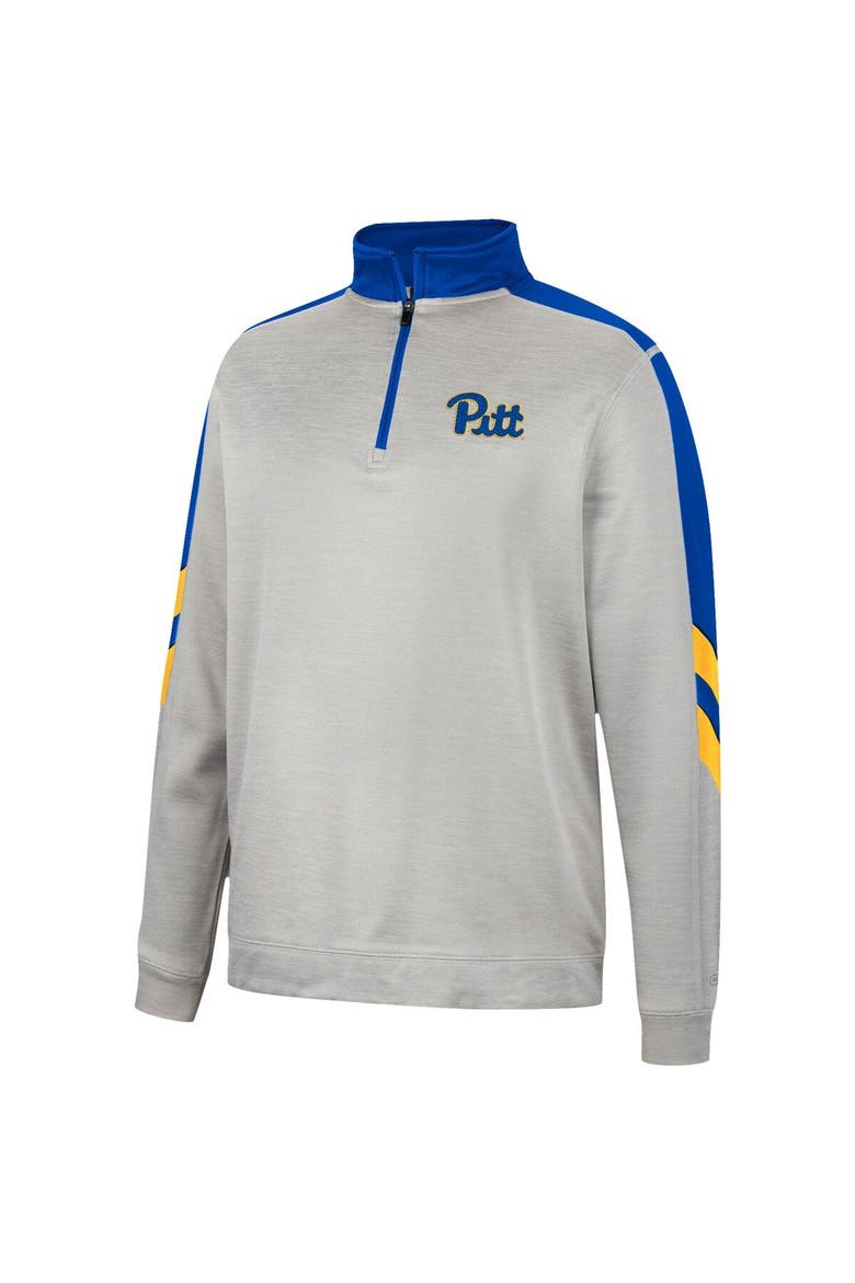 Men's Colosseum Gray/Royal Pitt Panthers Bushwood Fleece Quarter-Zip Jacket, Alternate, color, Gray