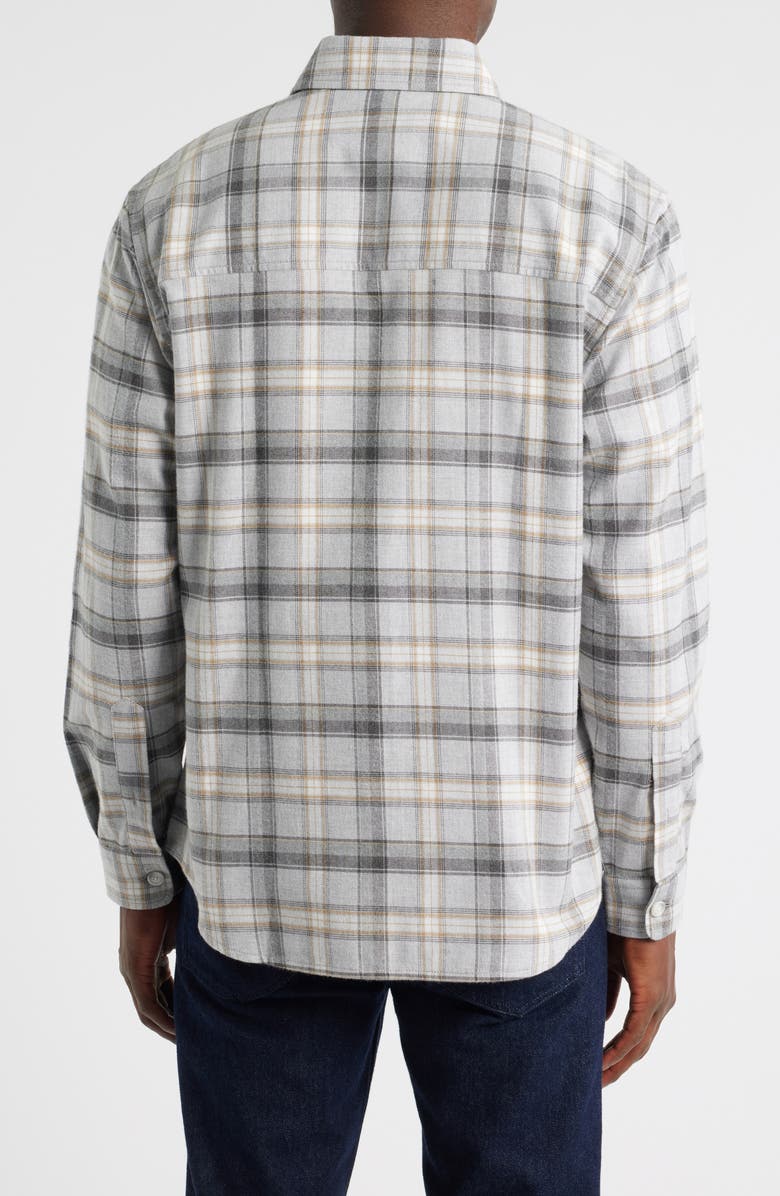 BOSS Owen Relaxed Fit Plaid Cotton Flannel Button-Up Shirt, Alternate, color, Medium Grey
