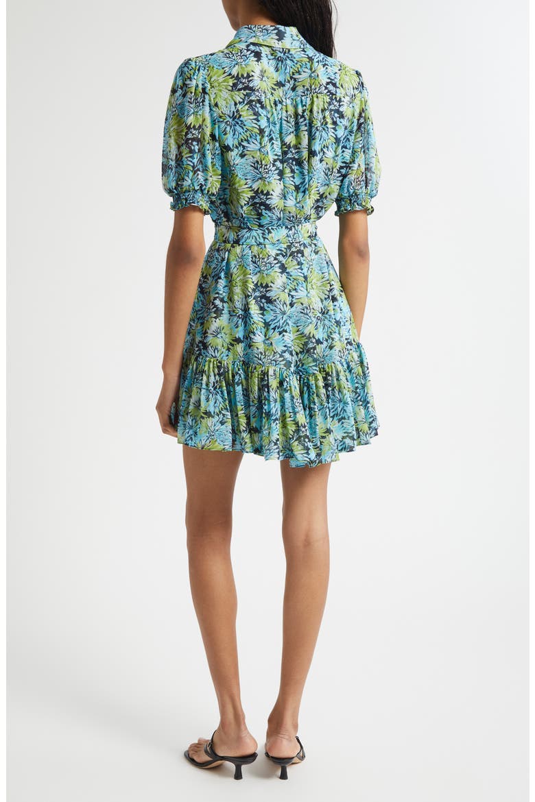 Halbini Dahlia Print Puff Sleeve Belted Shirtdress (Women