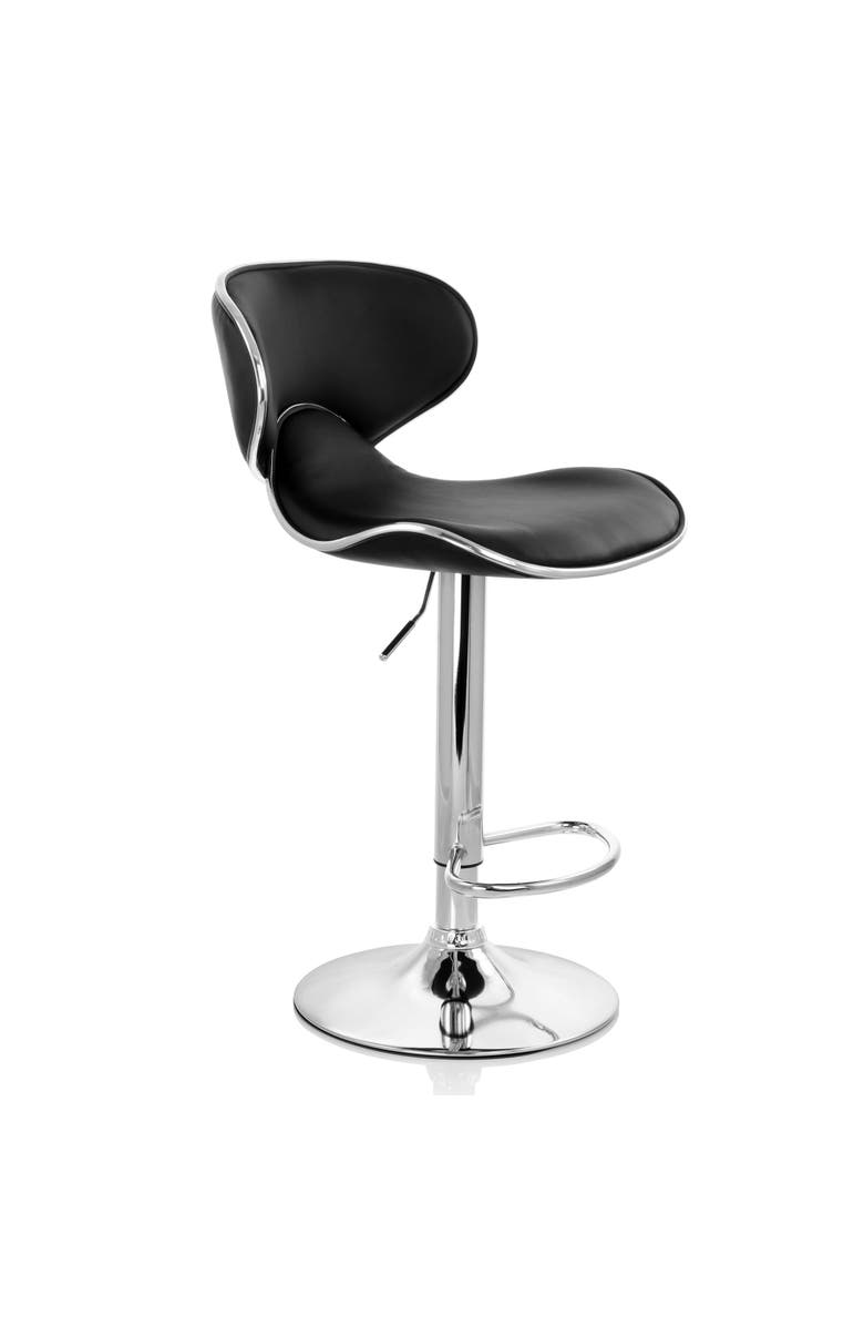 Elama 2 Piece Slim Faux Leather Adjustable Bar Stool, Alternate, color, Black