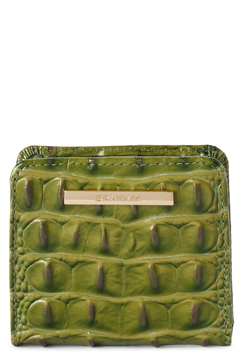 Jane Croc Embossed Leather Bifold Wallet, Main, color, OLIVE