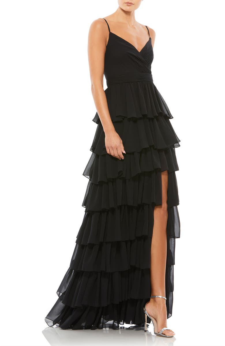 Mac Duggal Sleeveless Gown with Ruffled Skirt, Main, color, Black