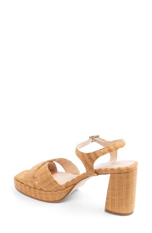 Patricia Green Provence Ankle Strap Platform Sandal In Cognac Raffia