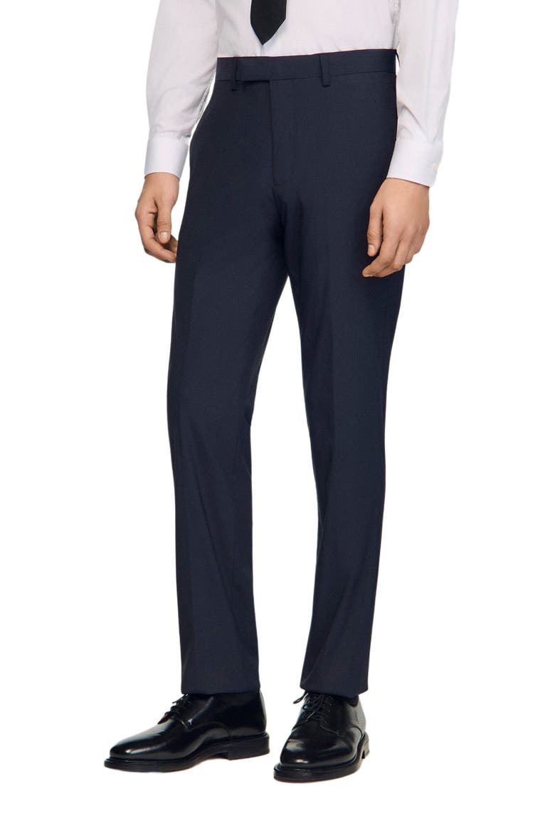 Wool suit trousers, Main, color, Navy blue