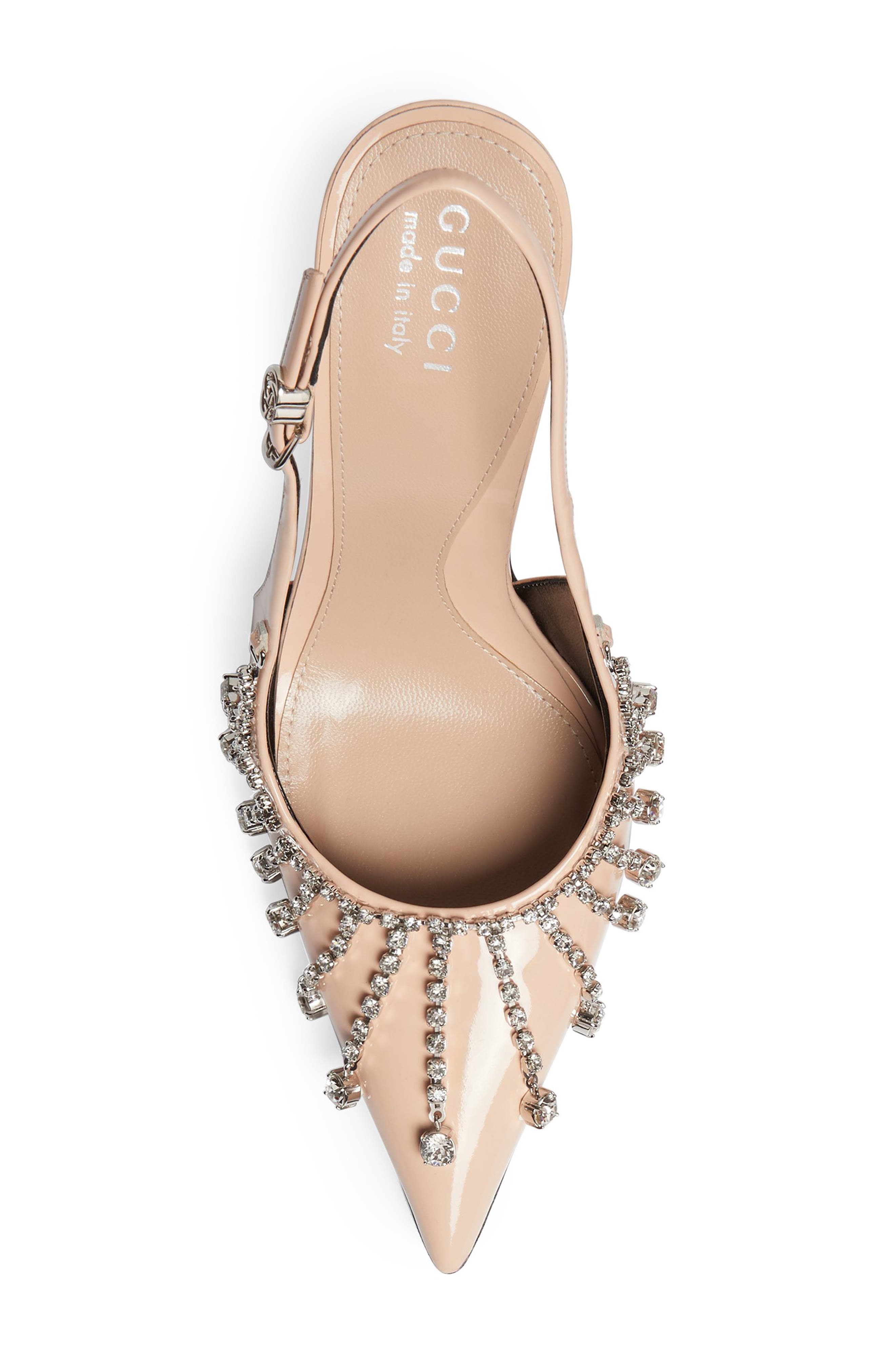 Guinevere Crystal Chain Pointe Toe Slingback Pump, Alternate, color, ROSE DUST