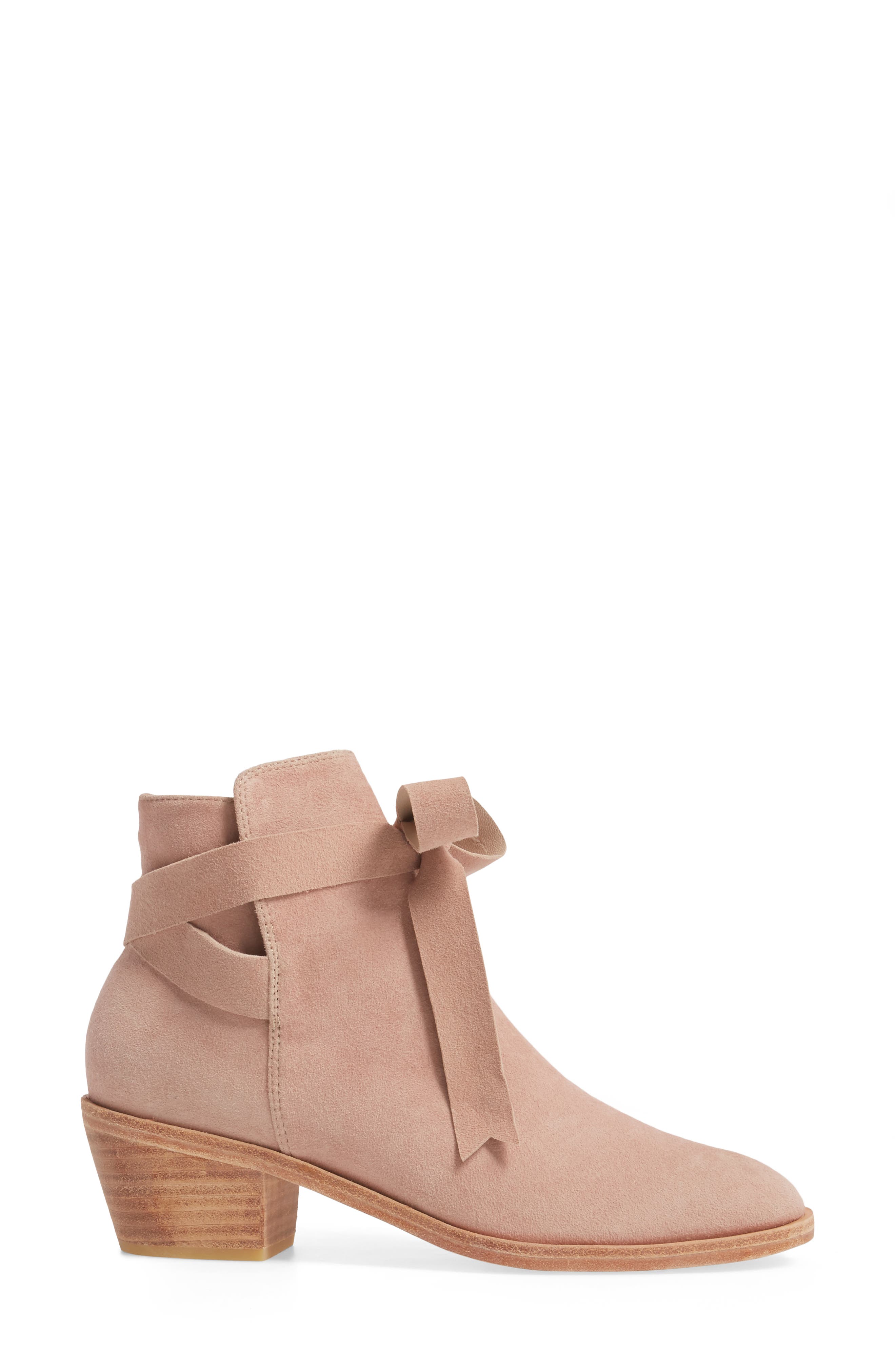 Loretana Ankle Tie Bootie, Alternate, color, ROSE SUEDE