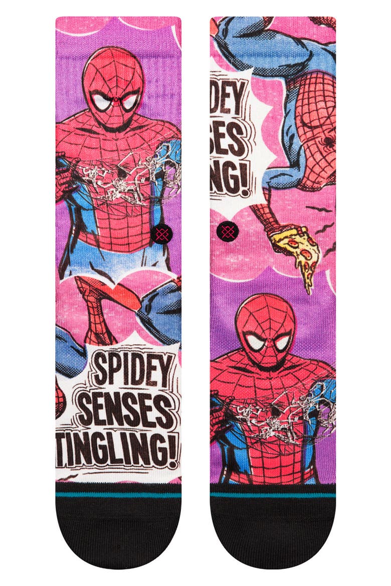 Spidey Senses Crew Socks, Alternate, color, MAGENTA