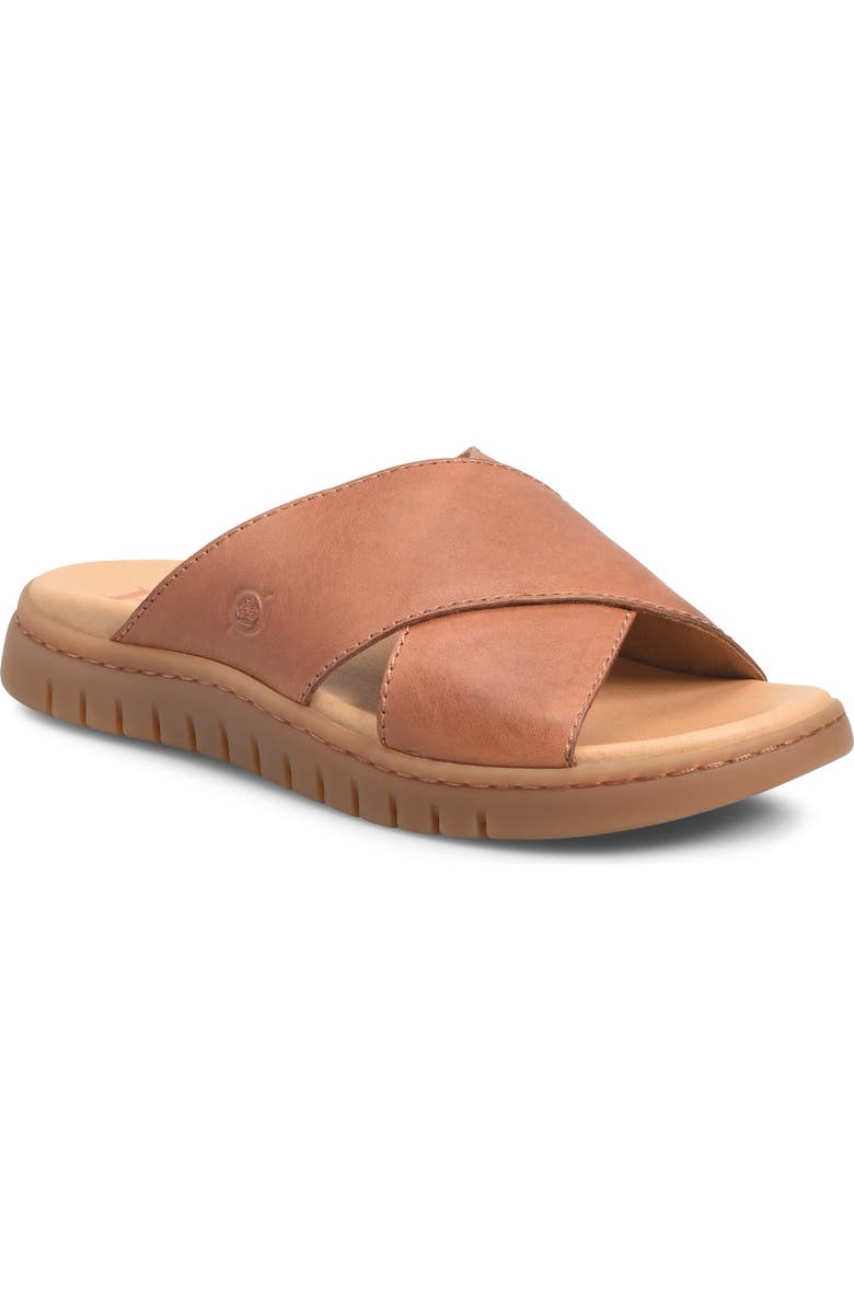 Børn Adia Slide Sandal, Main, color, Brown Leather