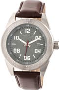 Morphic M63 Series Leather-Band Watch w/Date