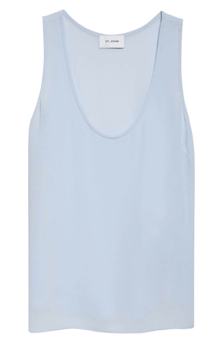 ST. JOHN Silk Crepe Shell, Alternate, color, Blue Lagoon