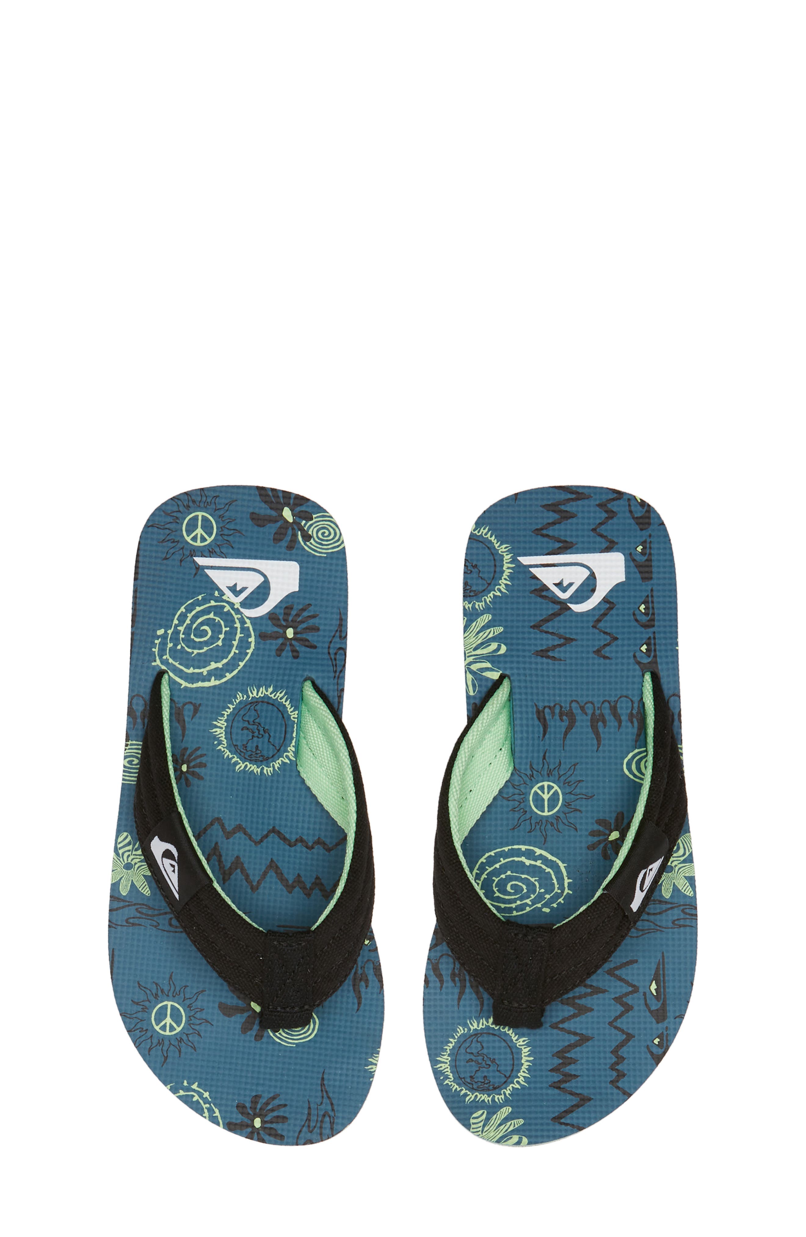 Kids' Molokai Layback II Flip Flop, Alternate, color, BLACK/ BLUE/ GREEN