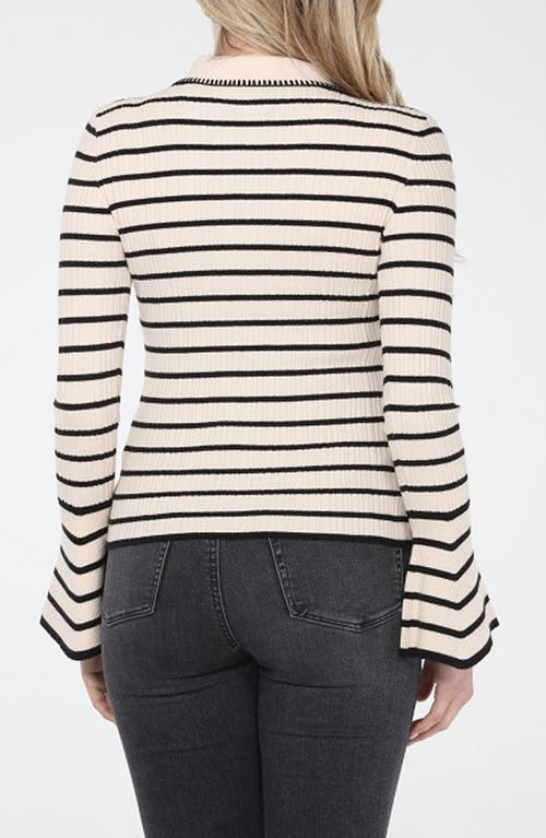 Rain And Rose Stripe Knit Button-up Shirt In Multi