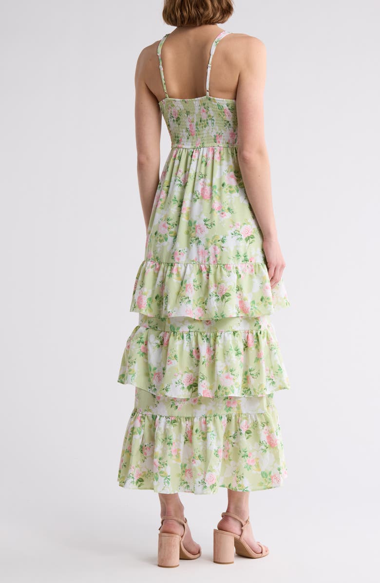 AUGUST SKY Tiered Maxi Dress, Alternate, color, Mint Multi
