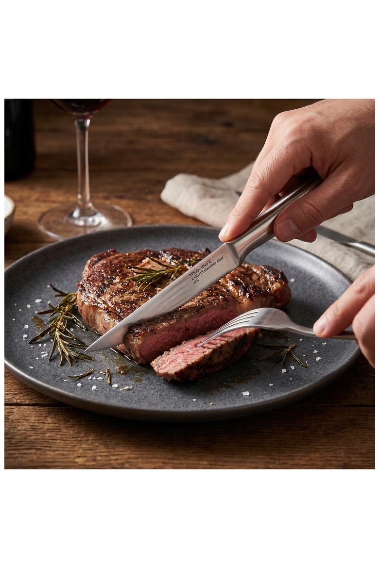 Leo Legacy 4-Piece Steak Knife Set, Alternate, color, SILVER