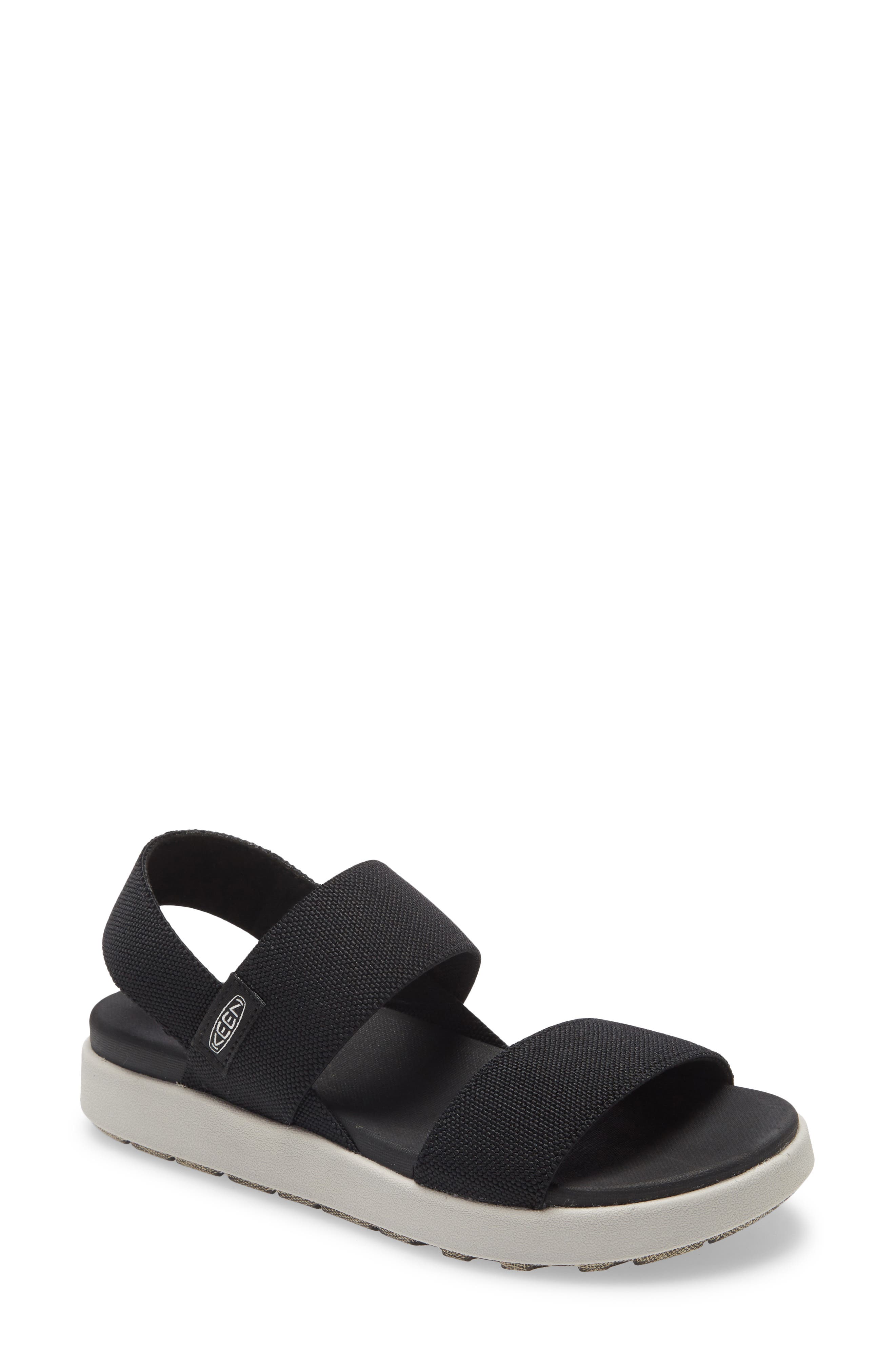 KEEN Elle Webbing Strap Sandal, Main, color, Black