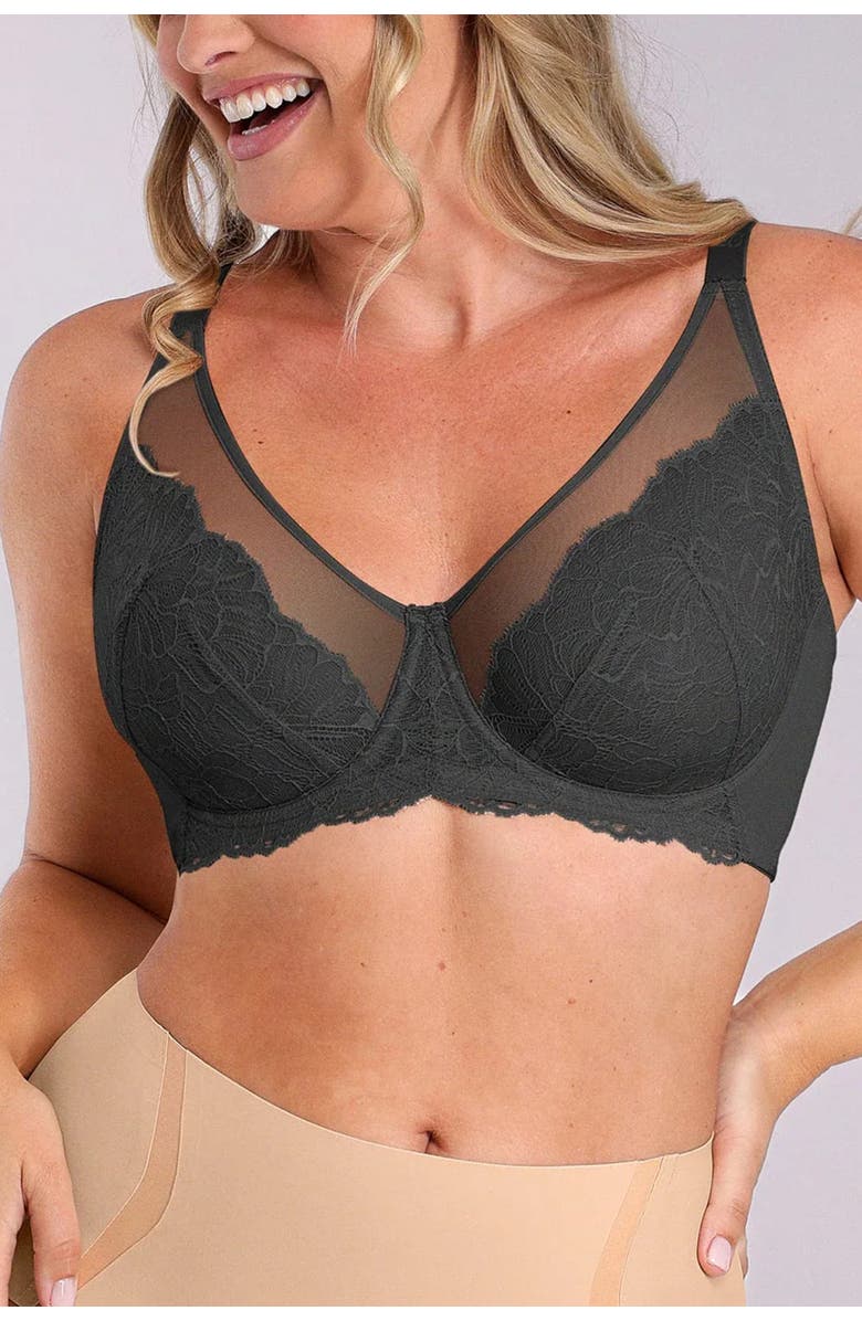 Shapellx Supportive Unlined Lace Underwired Bra, Main, color, Classic Black