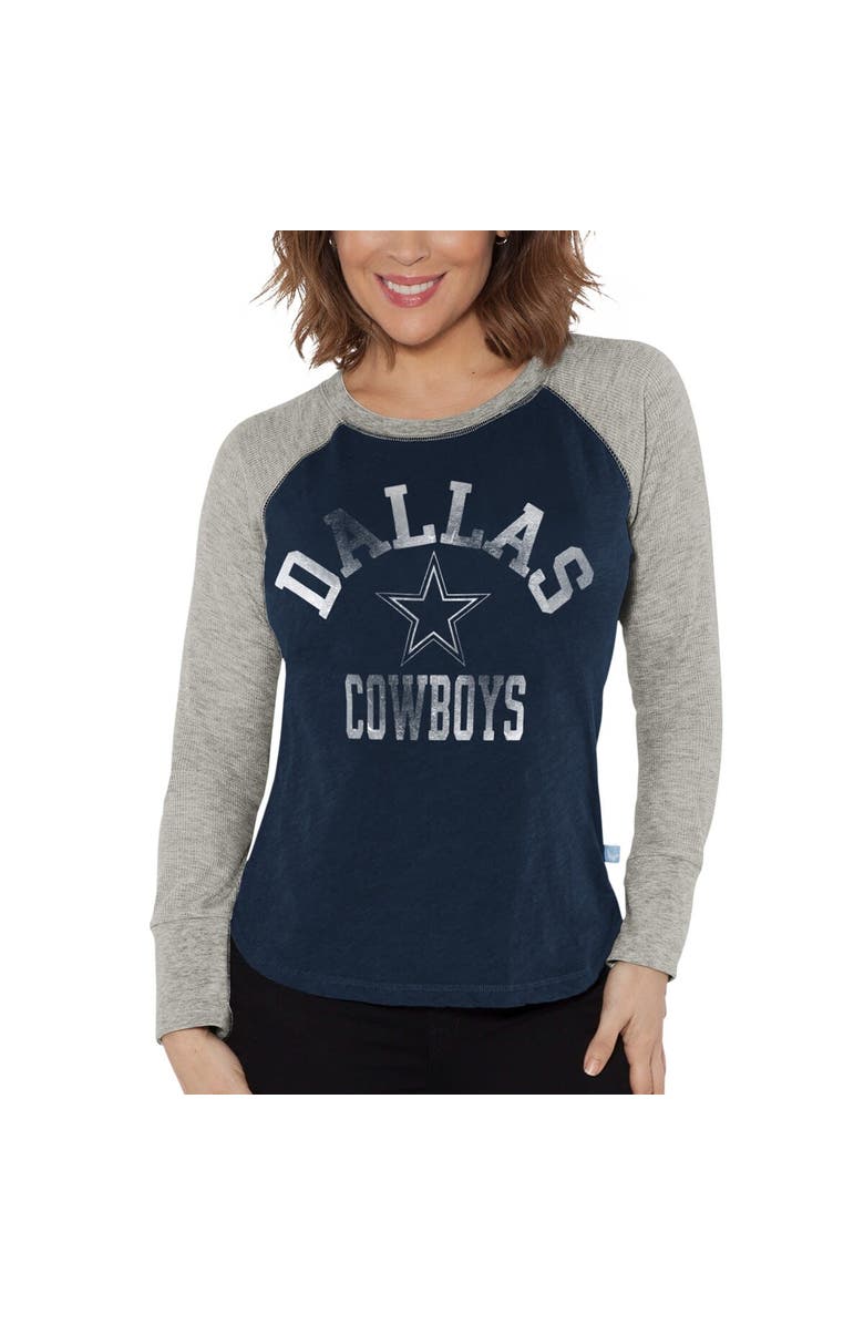 G-III 4HER BY CARL BANKS Women's G-III 4Her by Carl Banks Navy/Gray Dallas Cowboys Raglan Waffle-Knit Long Sleeve T-Shirt, Main, color, Navy