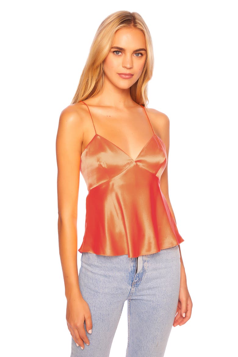 Tie Back Silk Top, Alternate, color, NECTARINE